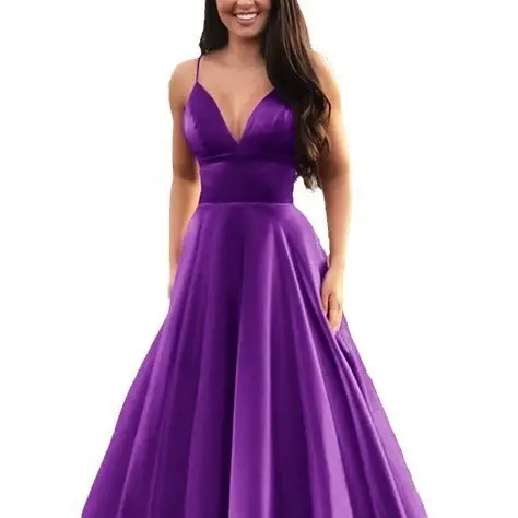 2025 Summer V Neck Pure Color Evening Dress — feature 14