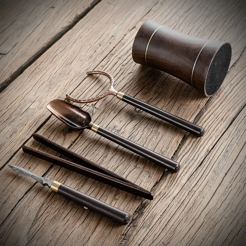 Ebony Wood Tea Cup Set for Men 6 Pcs 7.2x10.9cm - Image 6