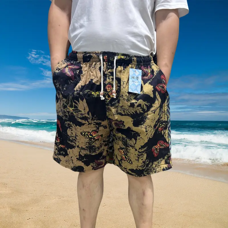 Men's Floral Cotton Shorts Large Beach Wear