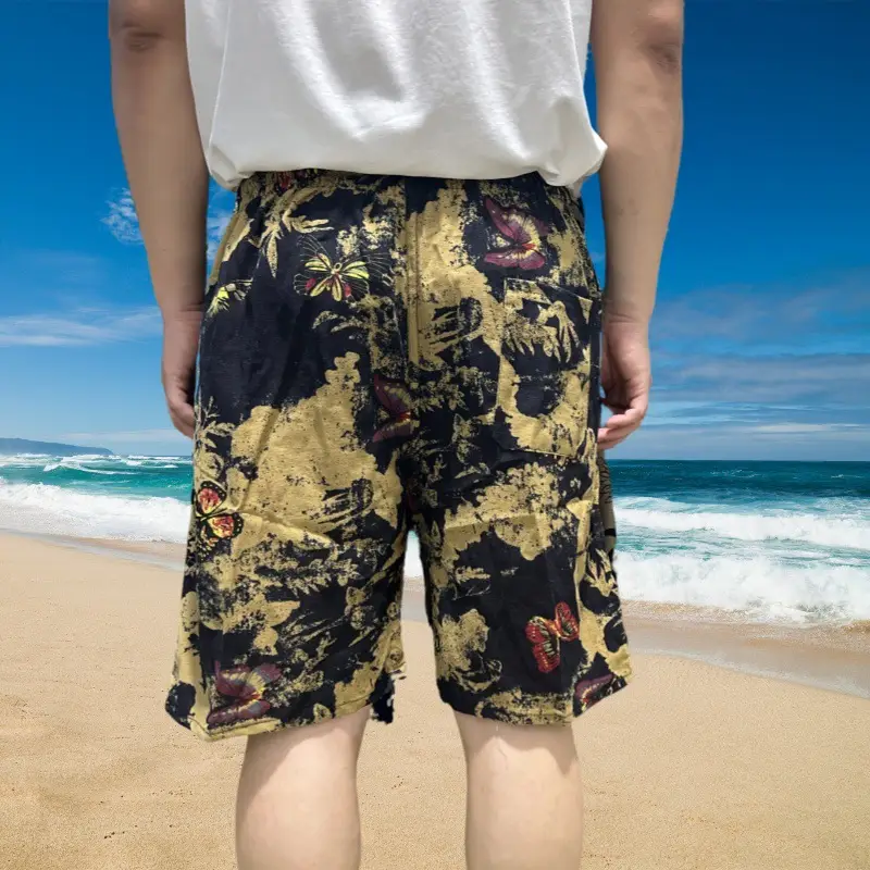 Men's Floral Cotton Shorts Large Beach Wear