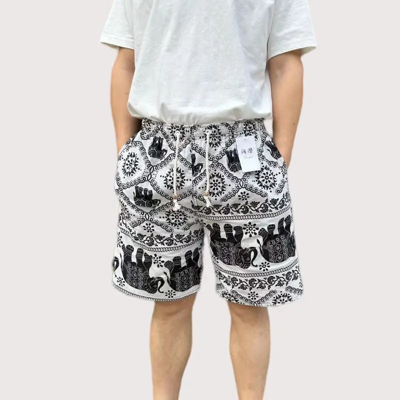 Men's Floral Cotton Shorts Large Beach Wear