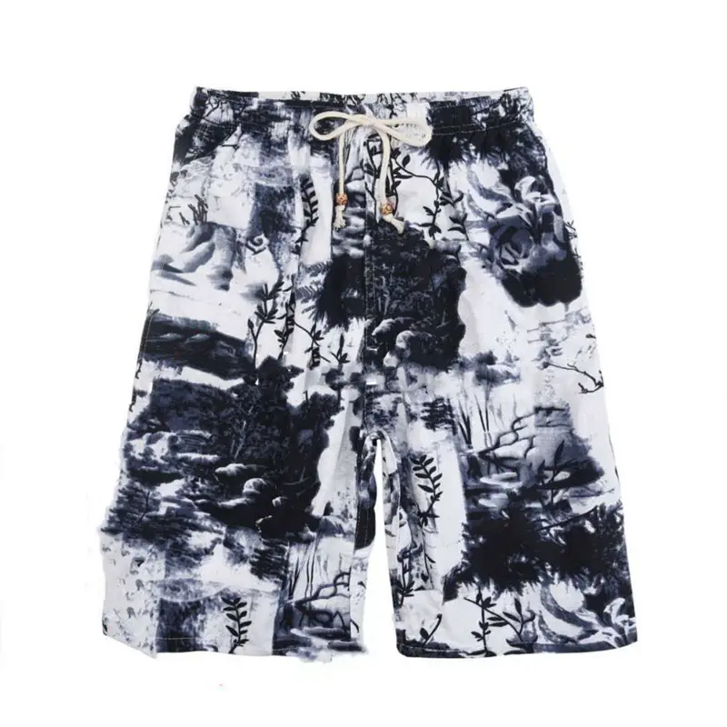 Men's Floral Cotton Shorts Large Beach Wear