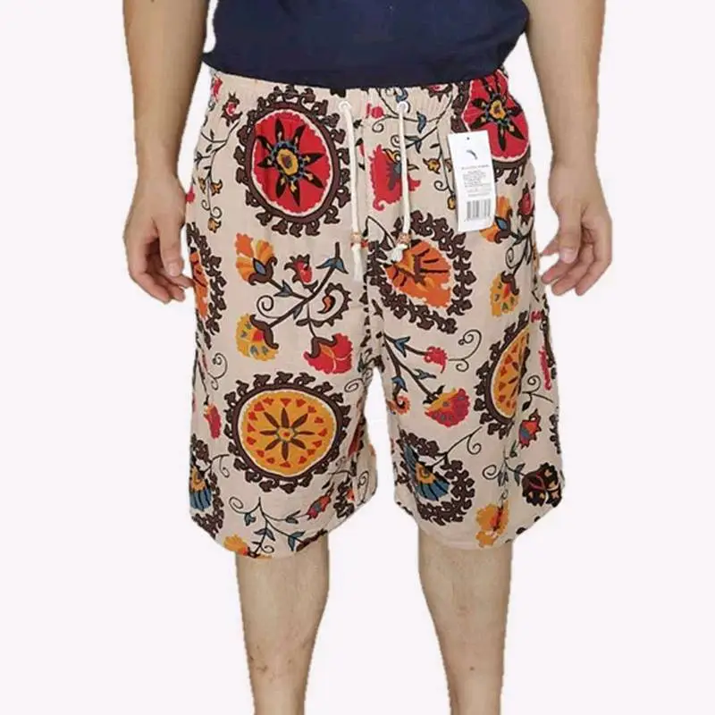 Men's Floral Cotton Shorts Large Beach Wear