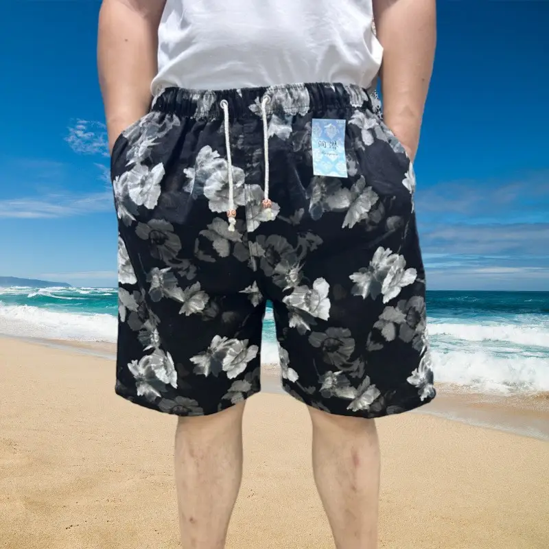 Men's Floral Cotton Shorts Large Beach Wear