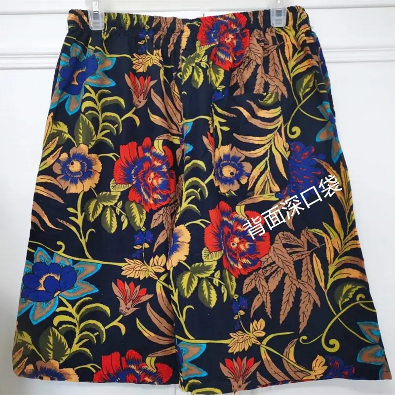 Men's Floral Cotton Shorts Large Beach Wear