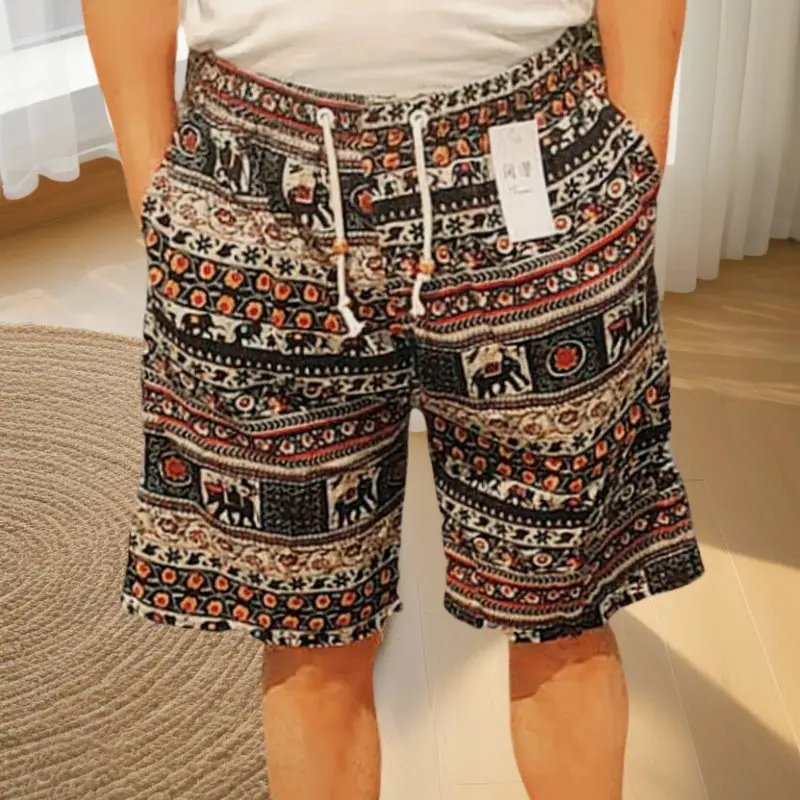 Men's Floral Cotton Shorts Large Beach Wear
