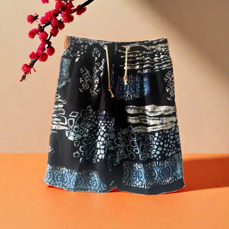 Men's Floral Cotton Shorts Large Beach Wear