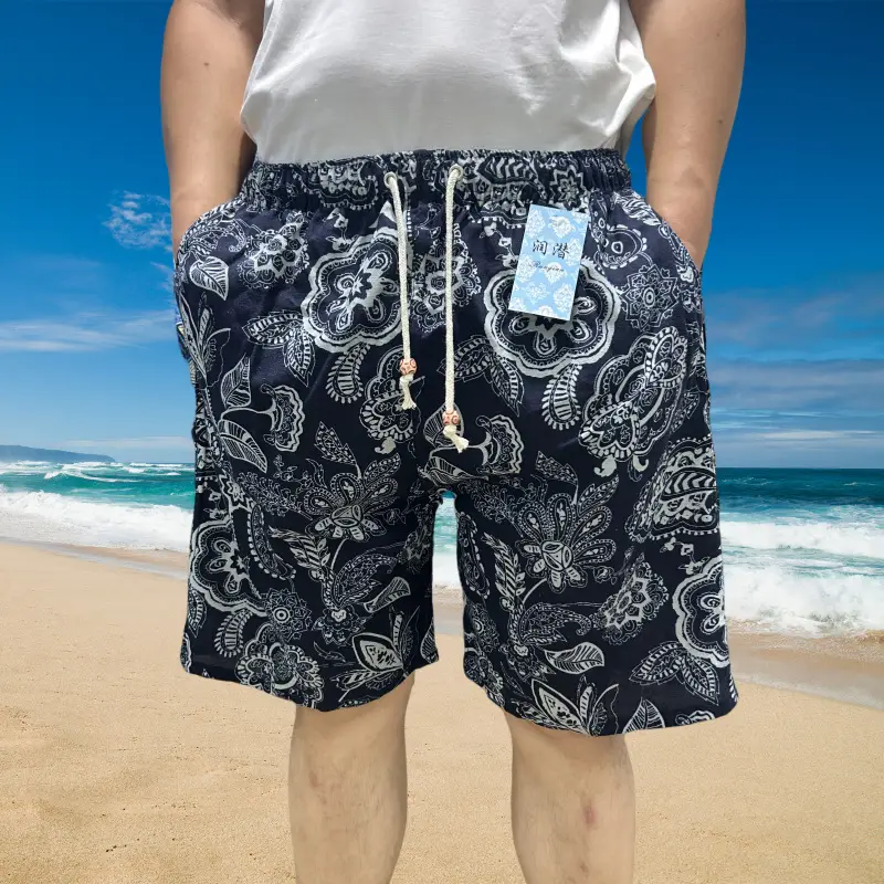 Men's Floral Cotton Shorts Large Beach Wear