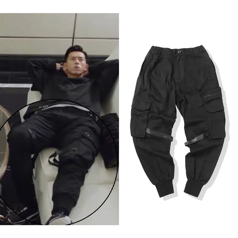 Men's Black Tactical Leg Pants with Cargo Compartment - Image 5