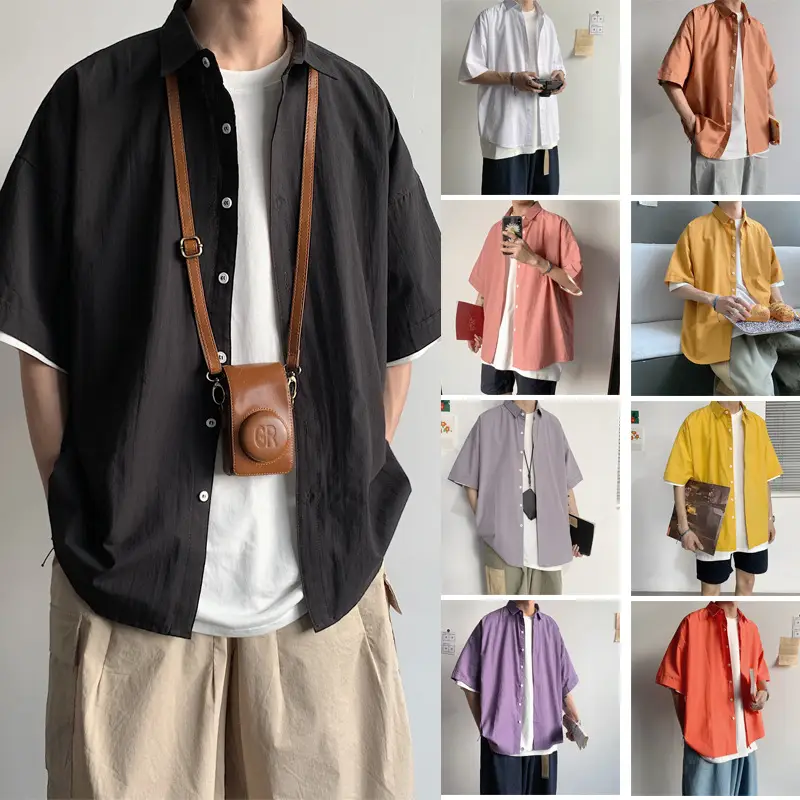 Men's Yellow Ruffian Short Sleeve Shirt with Button Front - Image 8