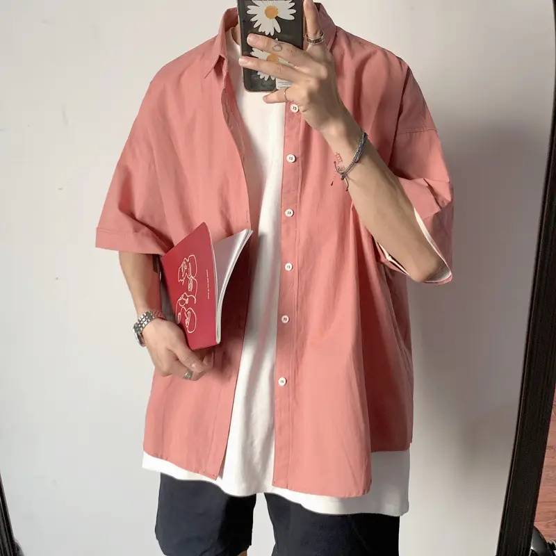 Men's Yellow Ruffian Short Sleeve Shirt with Button Front - Image 10