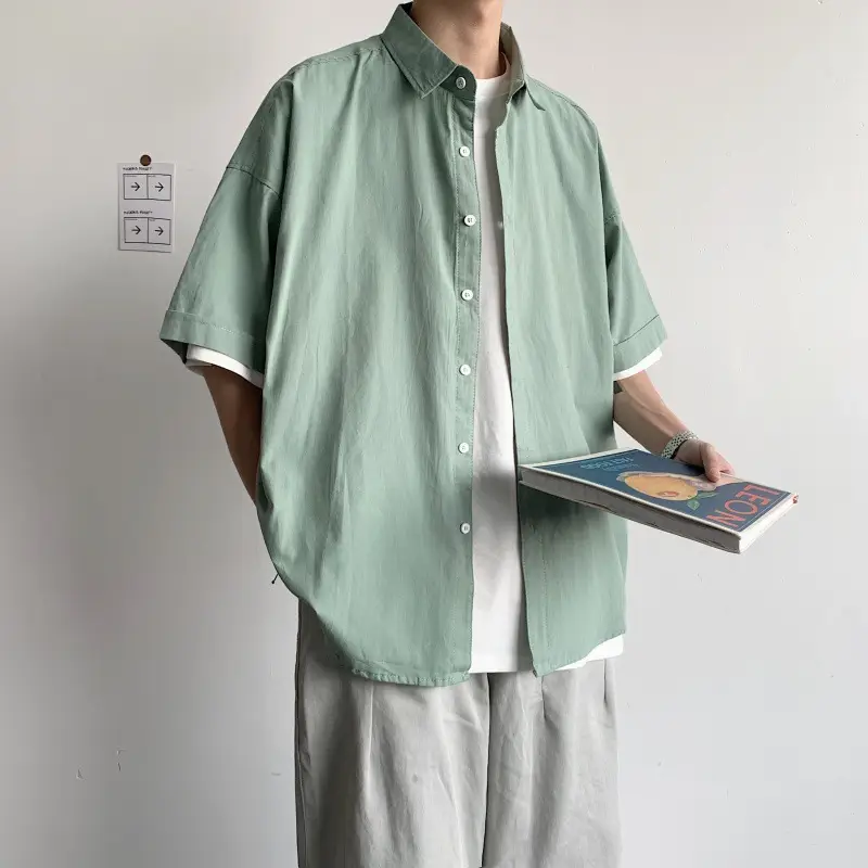 Men's Yellow Ruffian Short Sleeve Shirt with Button Front - Image 11