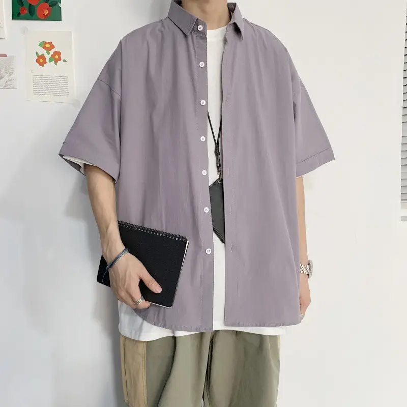 Men's Yellow Ruffian Short Sleeve Shirt with Button Front — feature 12