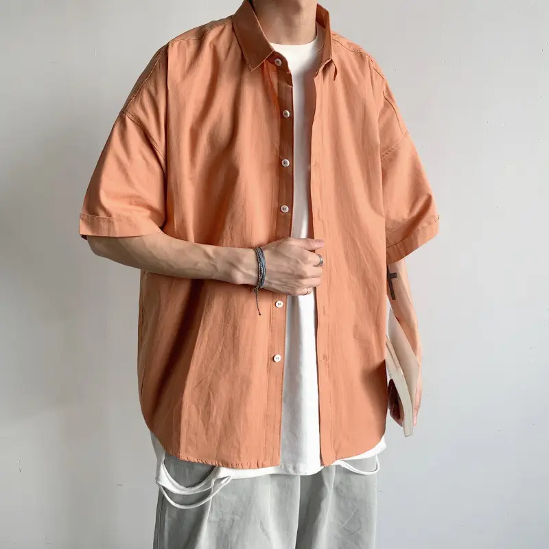 Men's Yellow Ruffian Short Sleeve Shirt with Button Front - Image 5