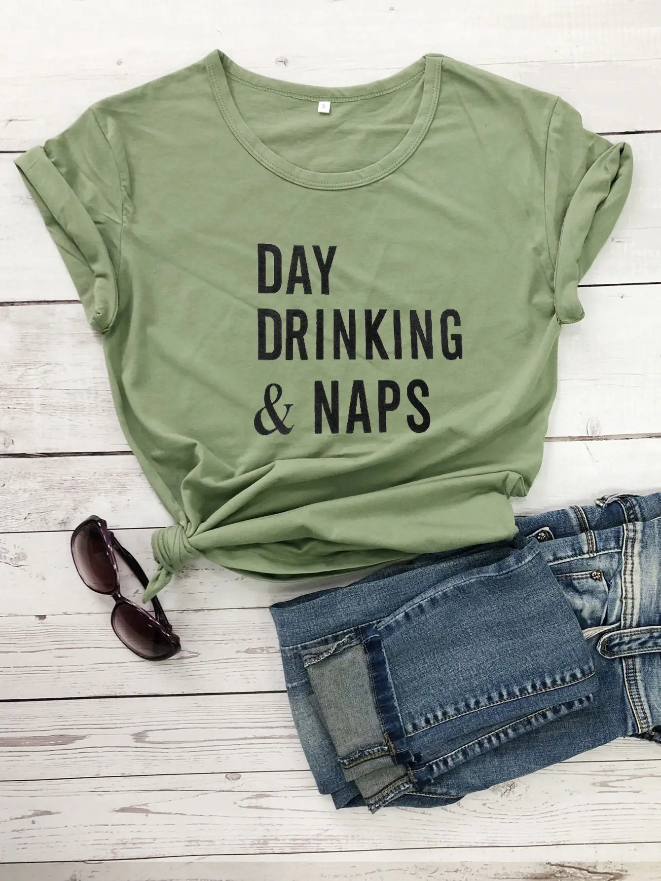 Day Drinking Naps Yellow Cotton T-Shirt - Image 4