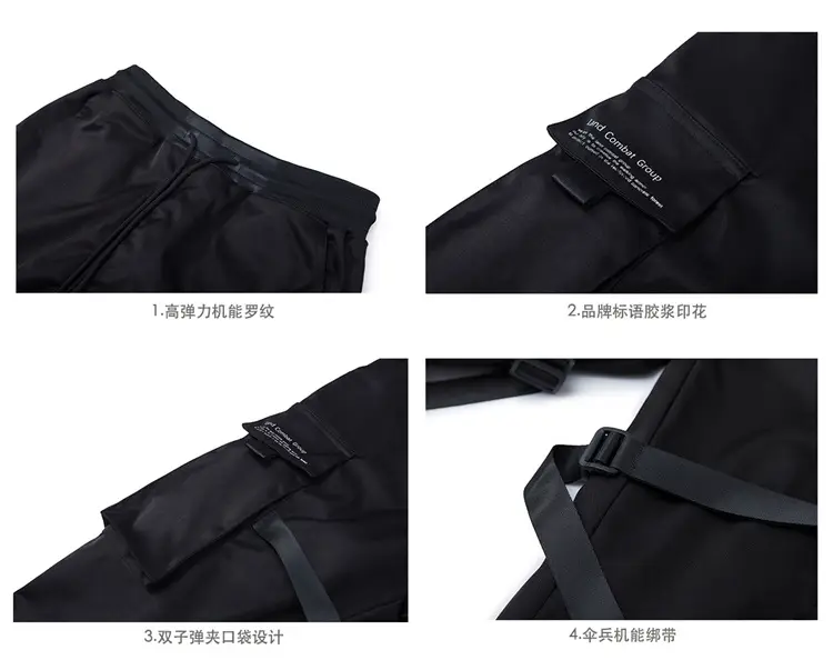 Men Black Tactical Cargo Pants Ankle Length — feature 2