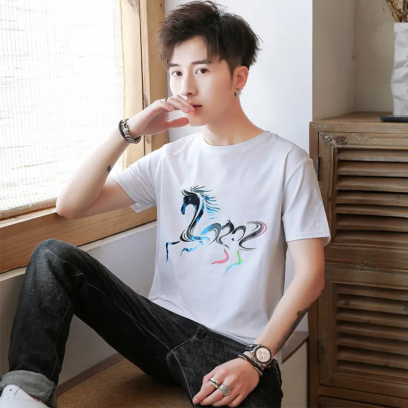 Men's Graphic Print T-Shirt White Summer 2020