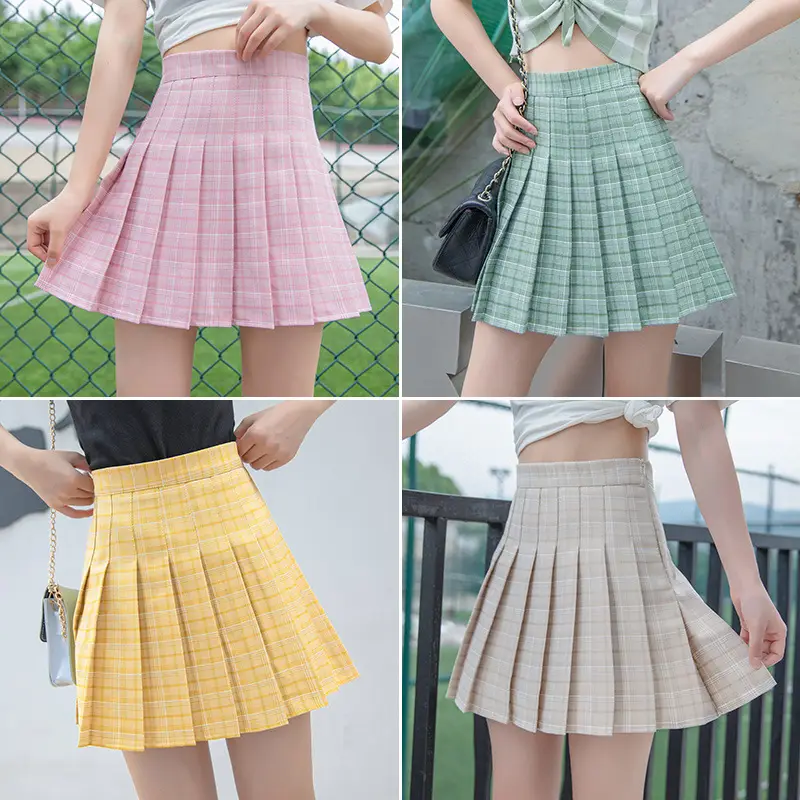 Women Pleated Plaid Skirt Summer 2026 Plus Size - Image 4