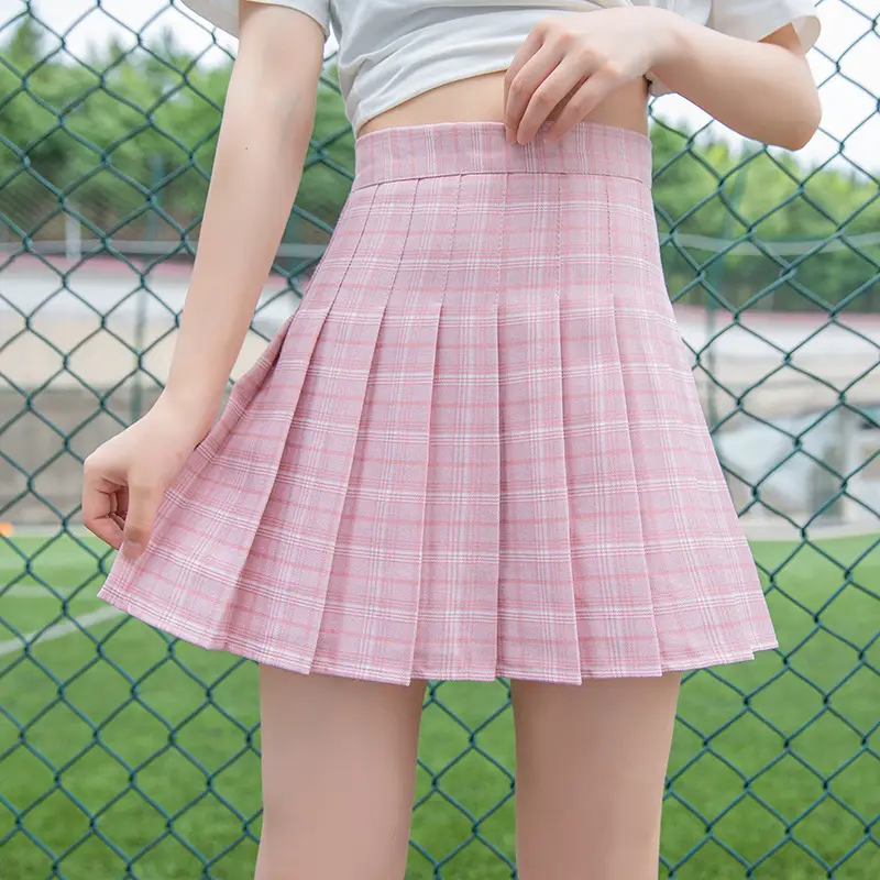 Women Pleated Plaid Skirt Summer 2026 Plus Size - Image 3