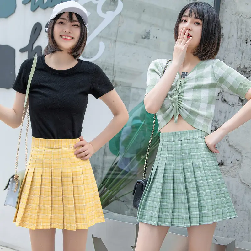 Women Pleated Plaid Skirt Summer 2026 Plus Size - Image 5