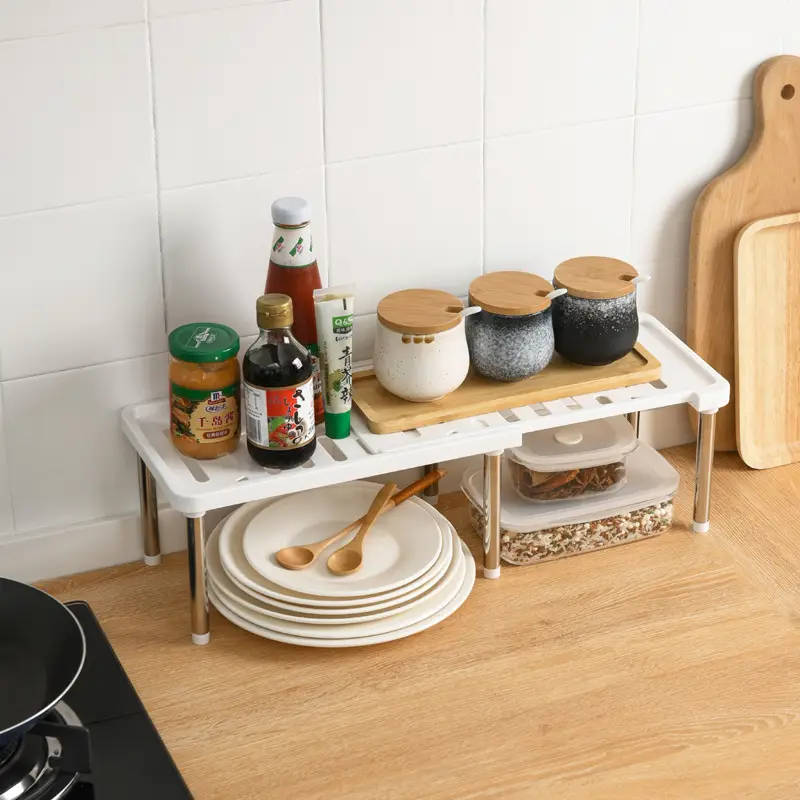 White Kitchen Retractable Storage Rack for Oven Microwave Rice Cooker - Image 5
