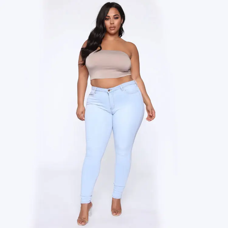 High Stretch Denim Leggings Women Large Size - Image 5