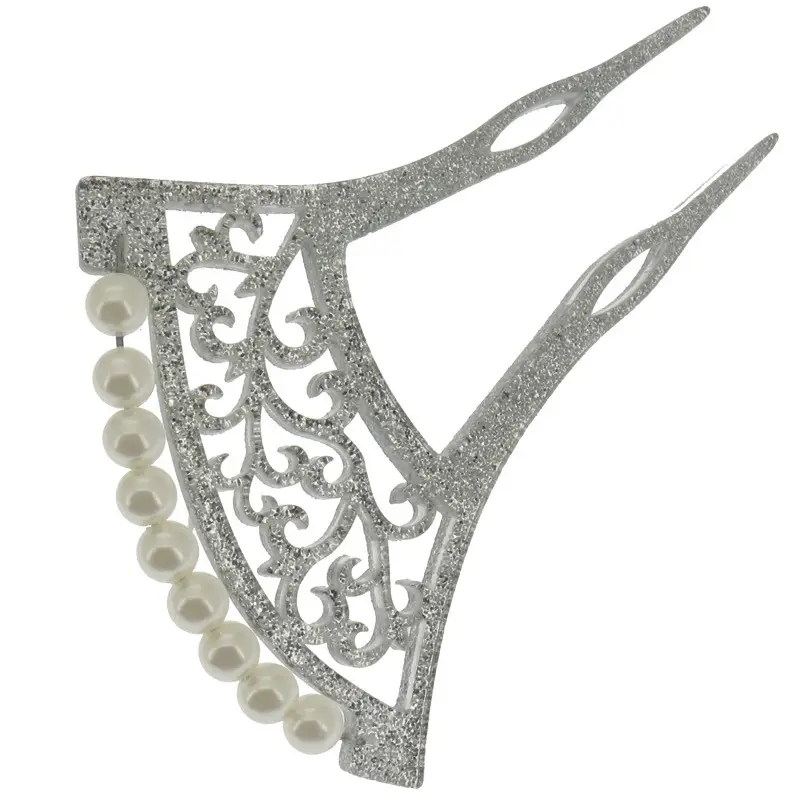 Ancient Hollow Bridal Hairpin with Pearl Beads Black - Image 9