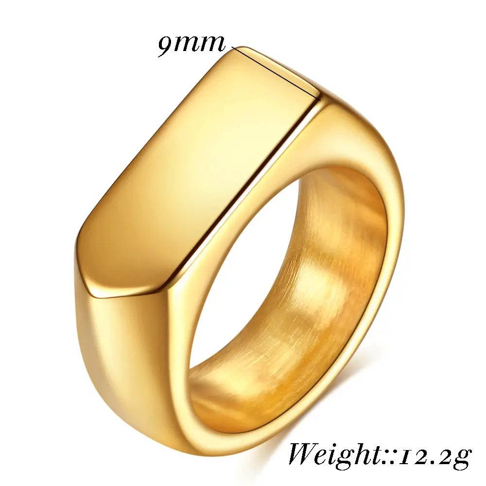 9mm Smooth Rhombus Stainless Steel Ring - Image 9