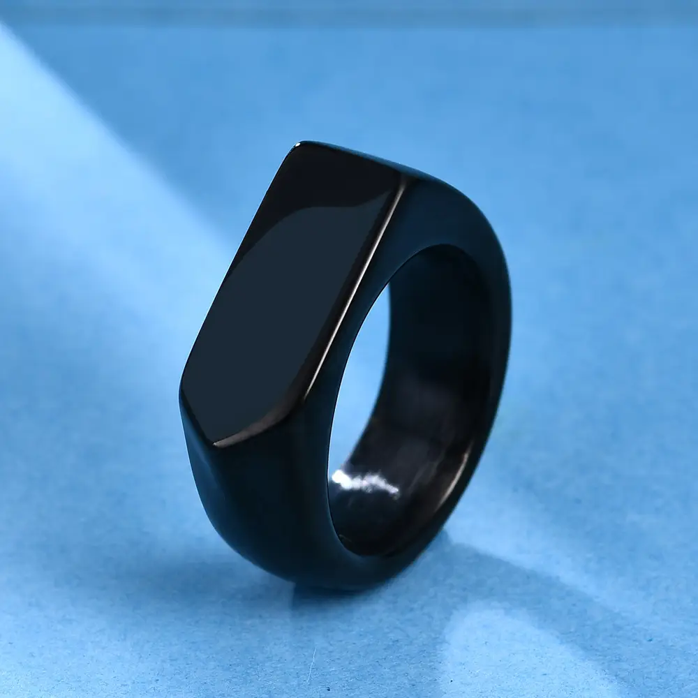 9mm Smooth Rhombus Stainless Steel Ring — feature 15