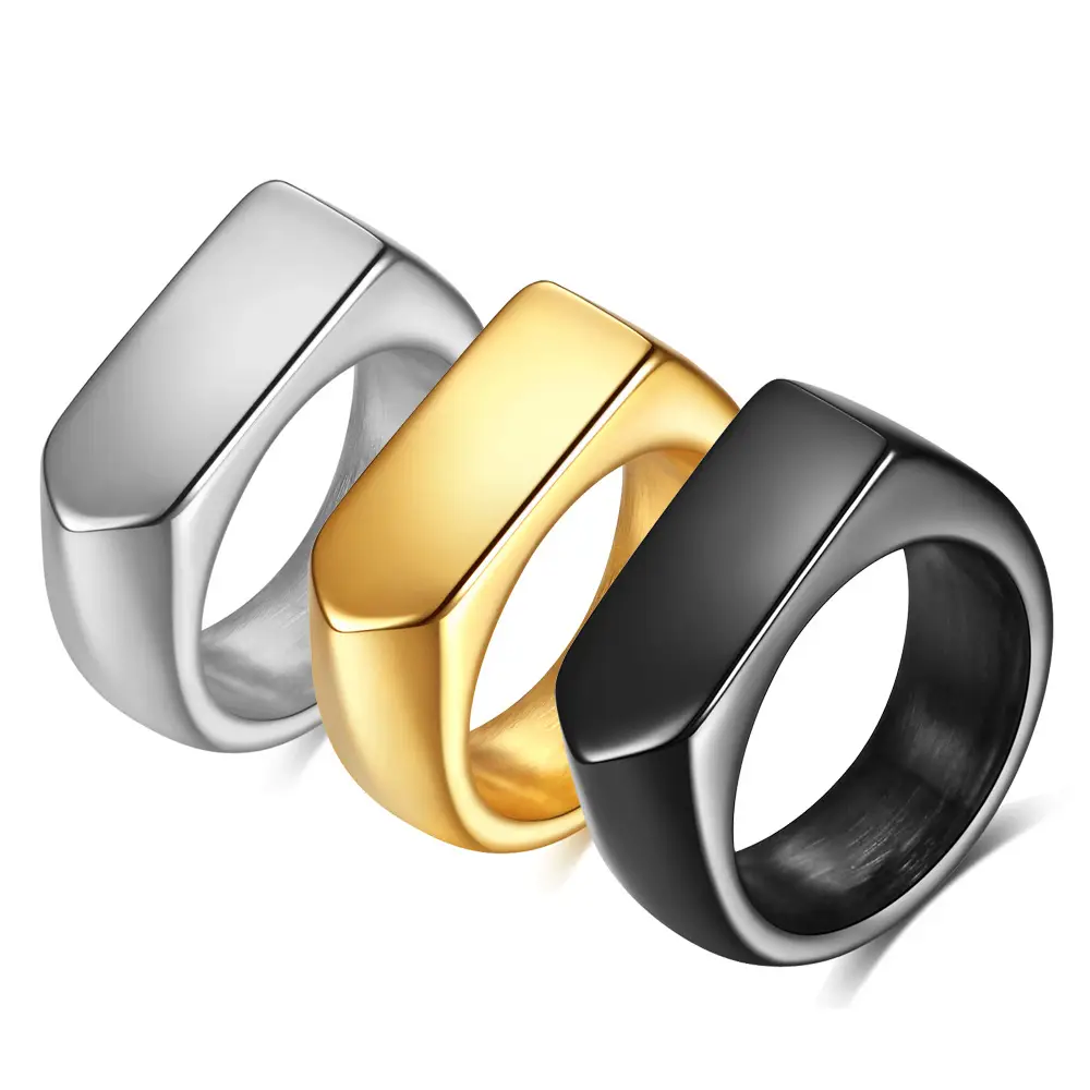 9mm Smooth Rhombus Stainless Steel Ring — feature 2