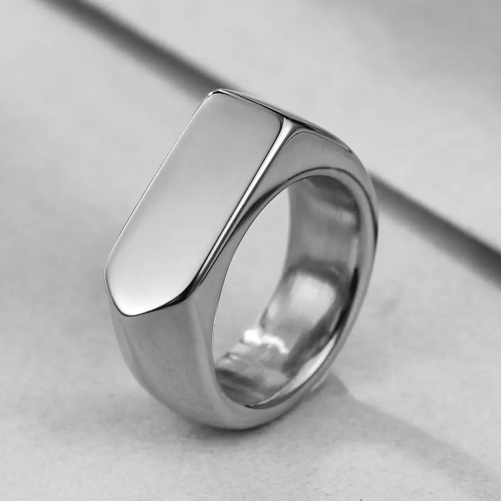 9mm Smooth Rhombus Stainless Steel Ring — feature 6
