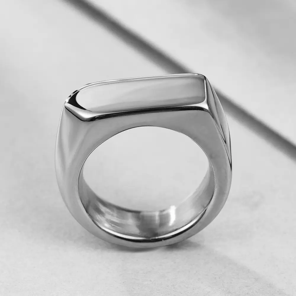 9mm Smooth Rhombus Stainless Steel Ring — feature 7