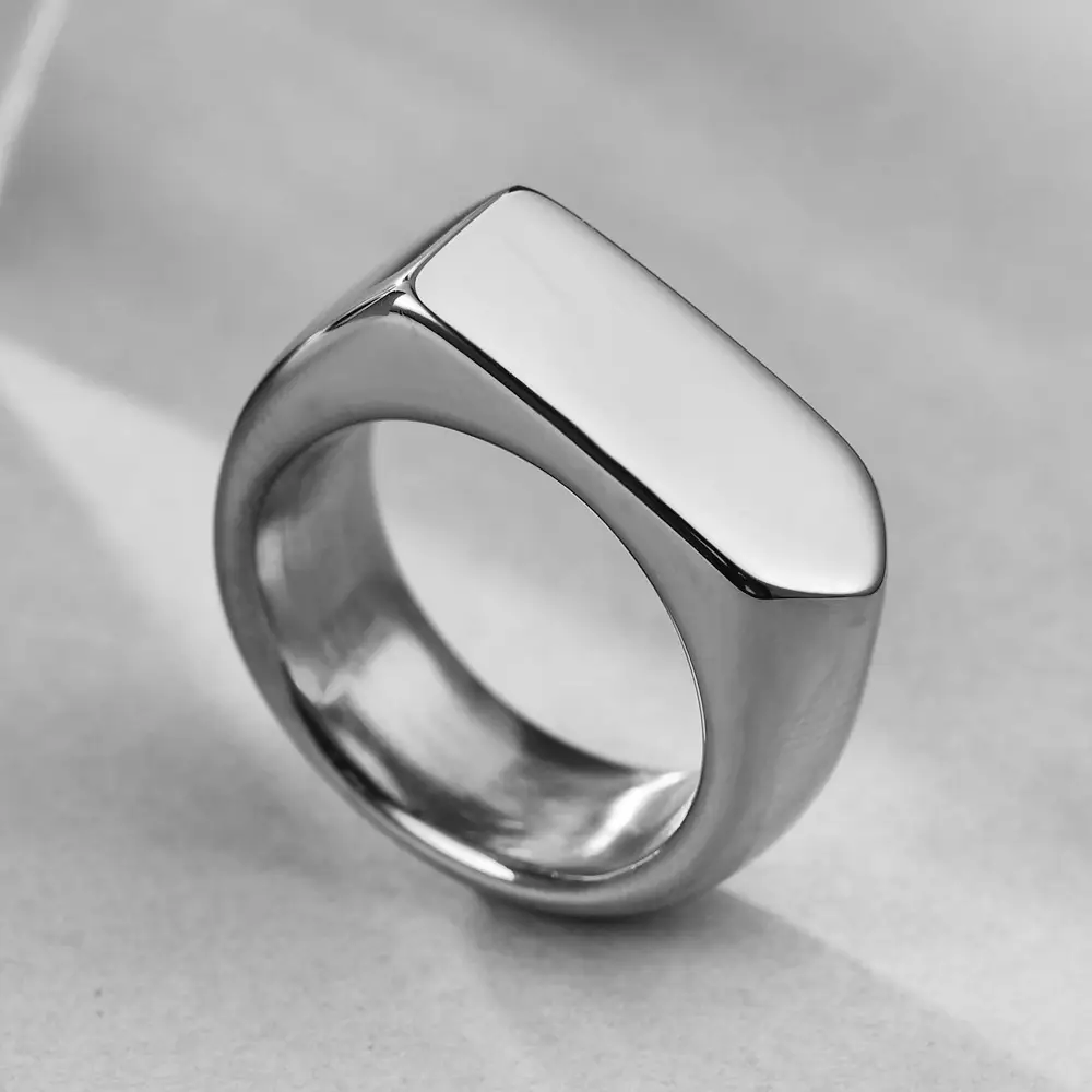 9mm Smooth Rhombus Stainless Steel Ring — feature 8