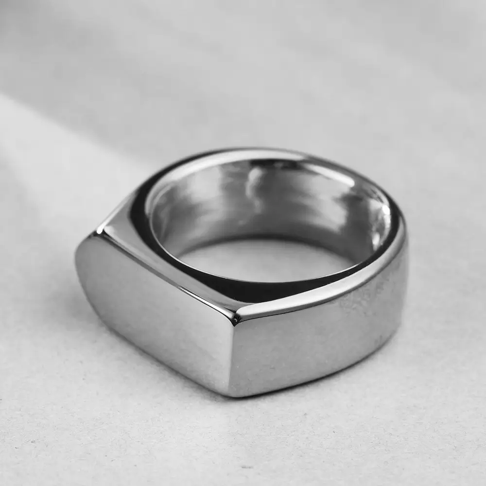 9mm Smooth Rhombus Stainless Steel Ring — feature 9