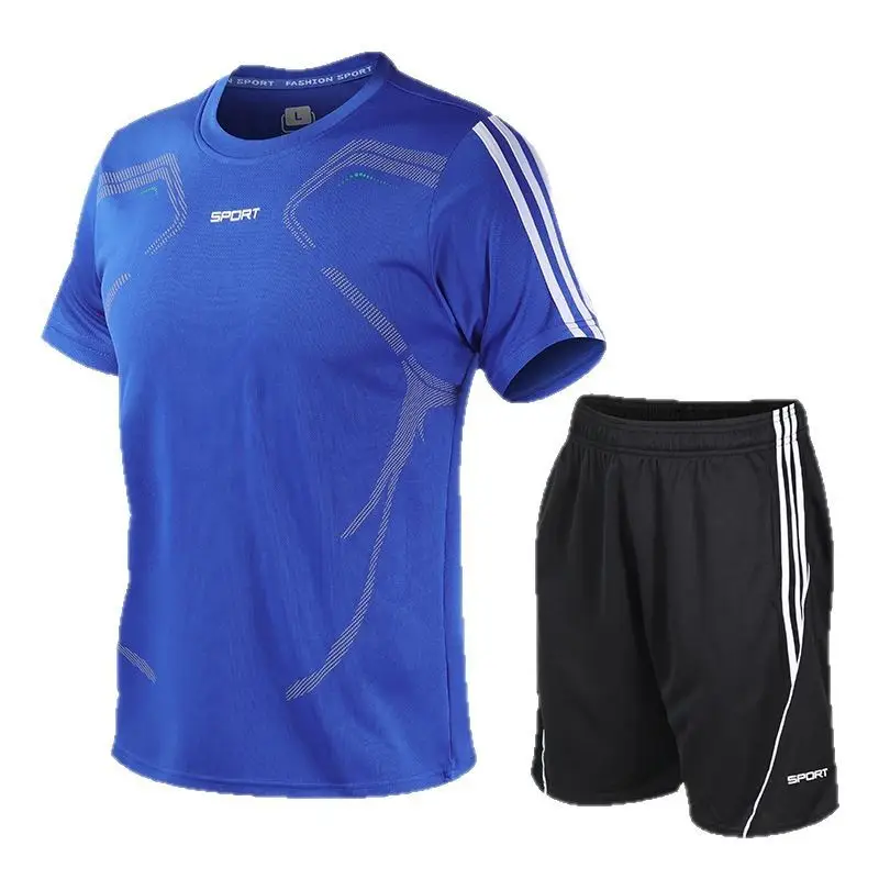 Men Blue Black Sports Suit Large Running Training