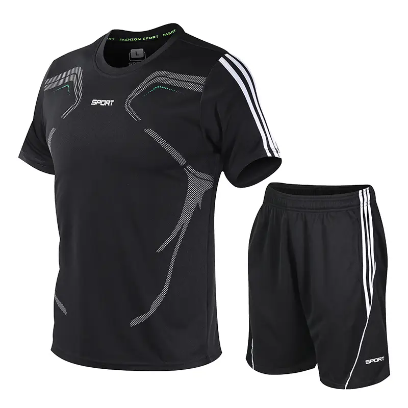 Men Blue Black Sports Suit Large Running Training