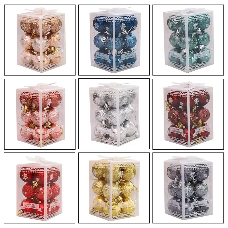 New Cross-Border Christmas Balls 12Pcs 9 Colors