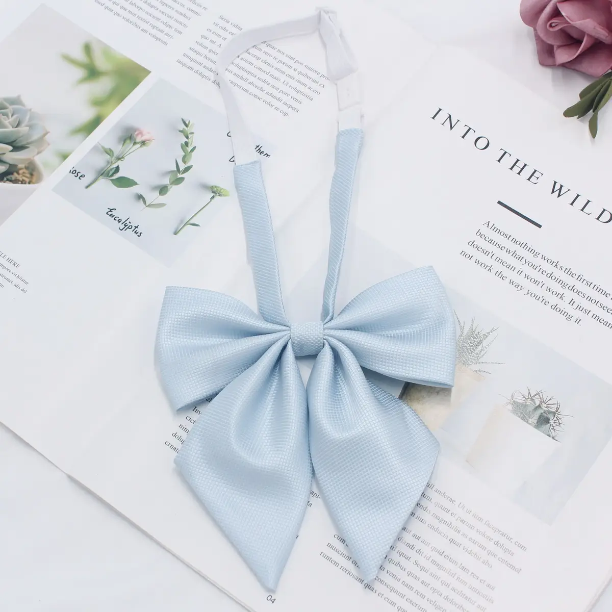 Purple Ribbon Bow Tie for Women with Angled Design - Image 14