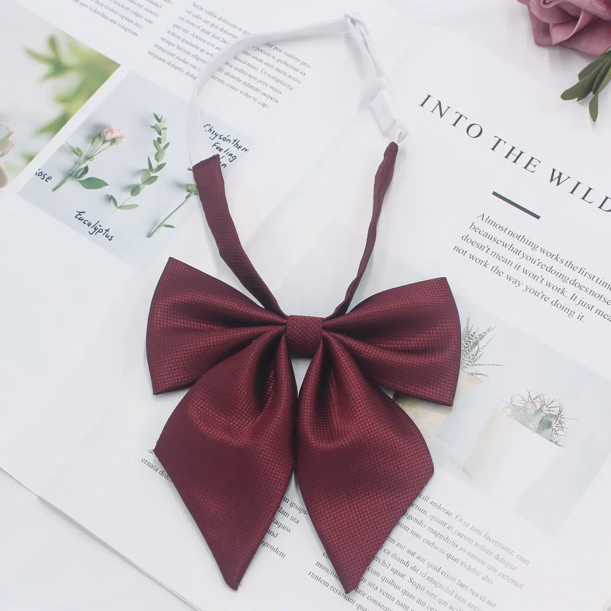 Purple Ribbon Bow Tie for Women with Angled Design - Image 15