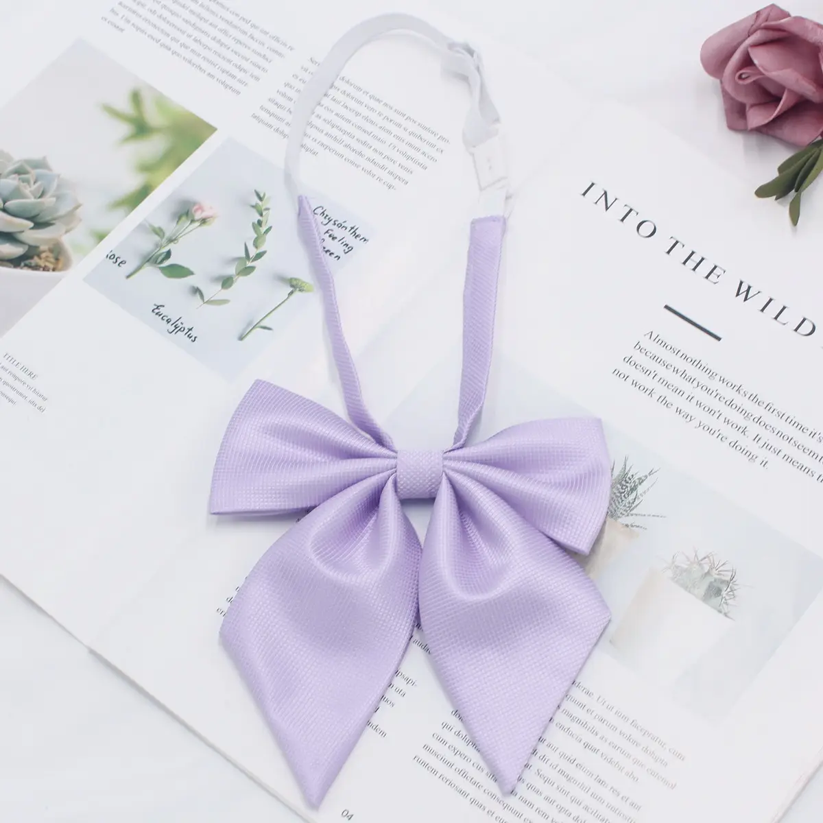Purple Ribbon Bow Tie for Women with Angled Design - Image 16
