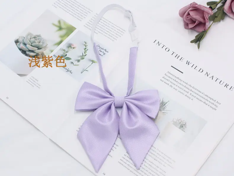 Purple Ribbon Bow Tie for Women with Angled Design - Image 5