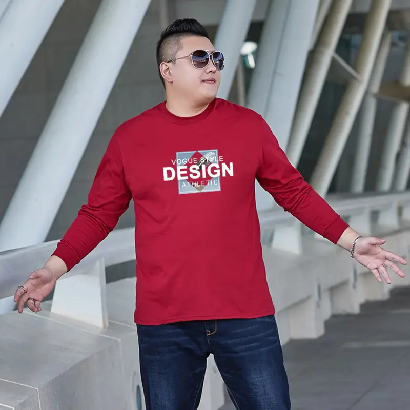 Men Cotton Long Sleeve T-Shirt Navy Blue Design Print - Image 2
