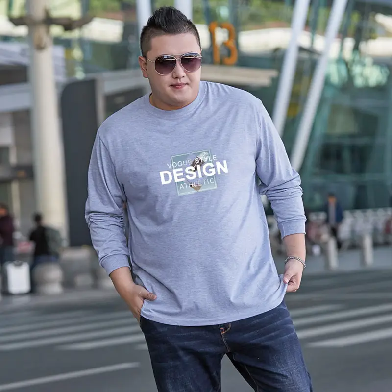 Men Cotton Long Sleeve T-Shirt Navy Blue Design Print - Image 3