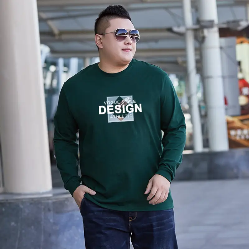 Men Cotton Long Sleeve T-Shirt Navy Blue Design Print - Image 4