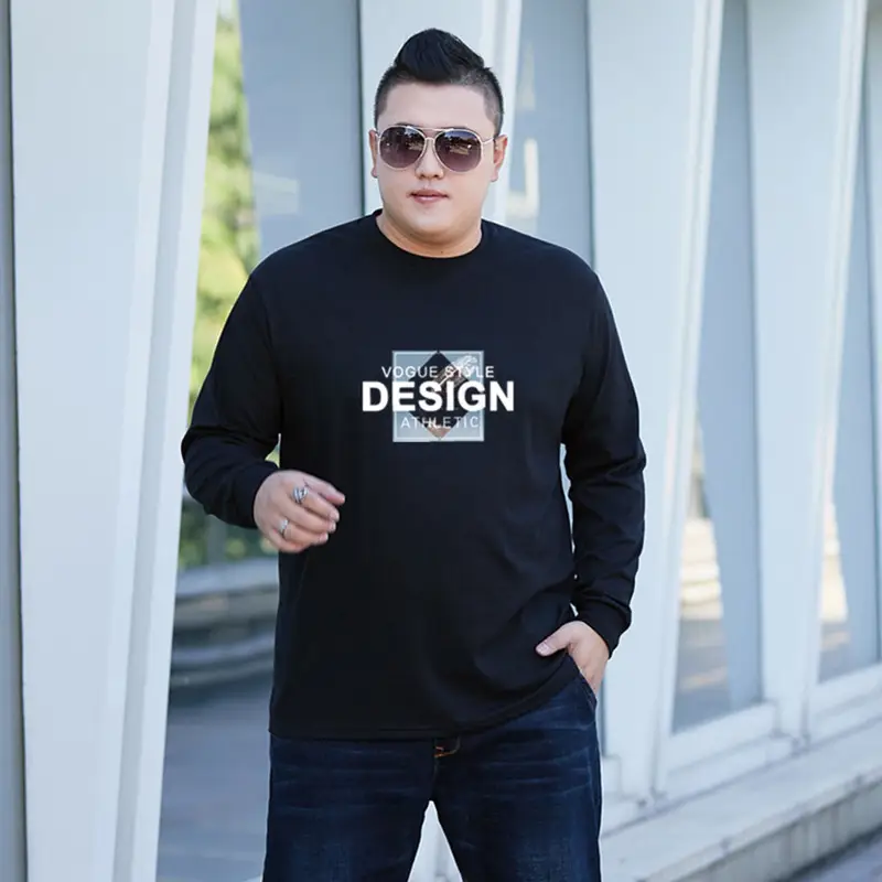 Men Cotton Long Sleeve T-Shirt Navy Blue Design Print - Image 5