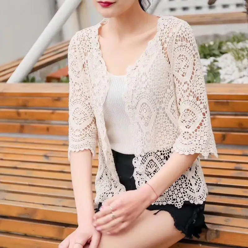 New Summer Lace Cardigan Sun Protection 3Q Sleeve
