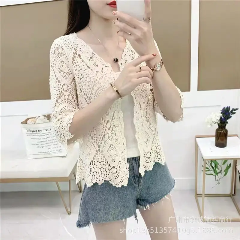 New Summer Lace Cardigan Sun Protection 3Q Sleeve