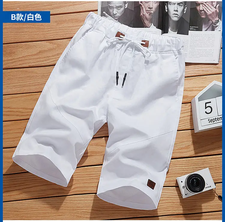 White Men's Cropped Shorts Casual Medium Large — feature 14