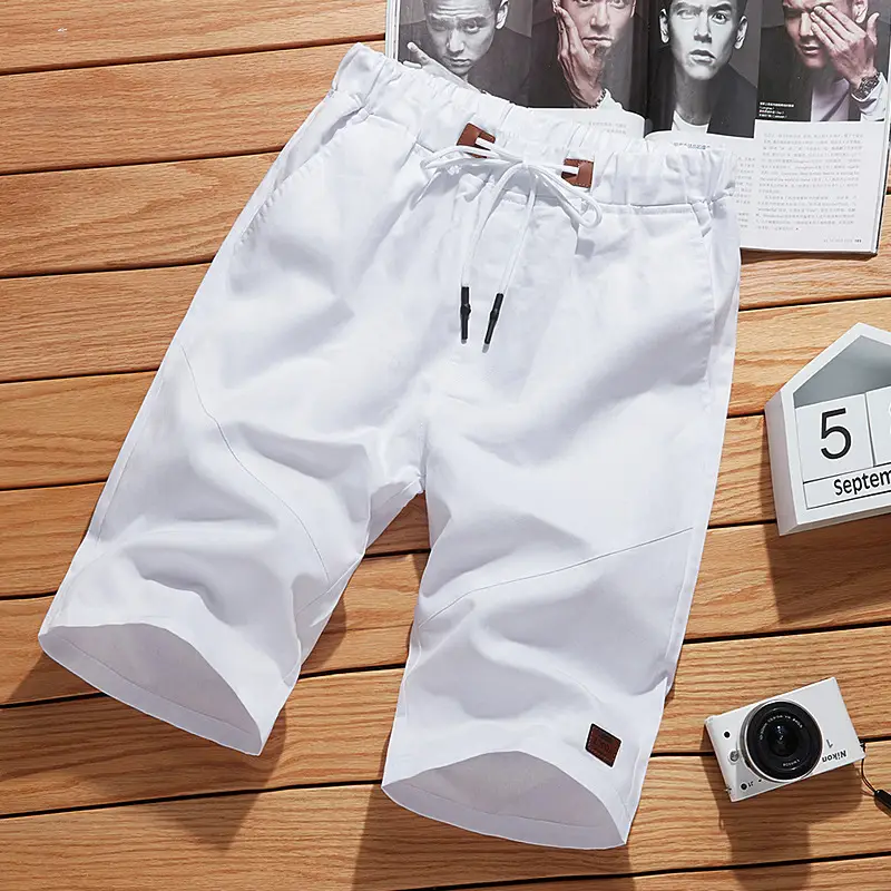 White Men's Cropped Shorts Casual Medium Large - Image 3
