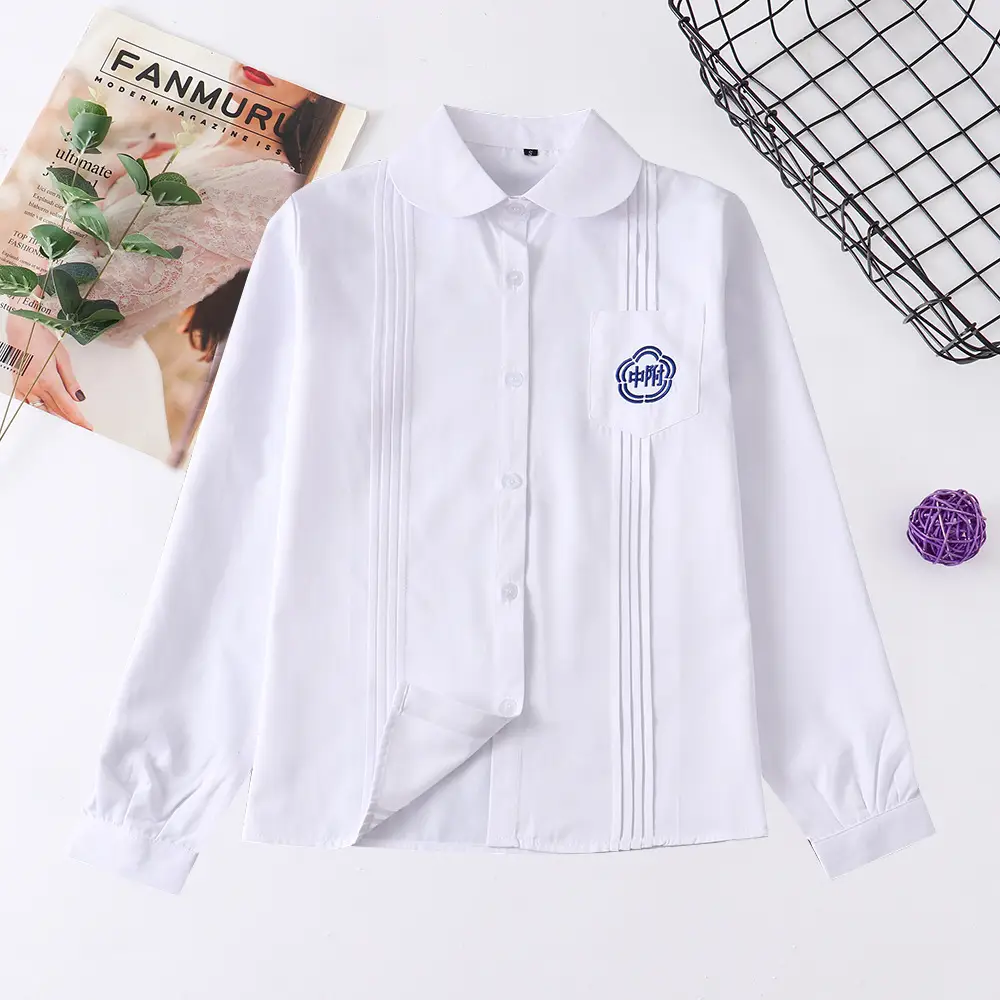 Taiwan Normal University School Uniform White Embroidered Shirt - Image 7
